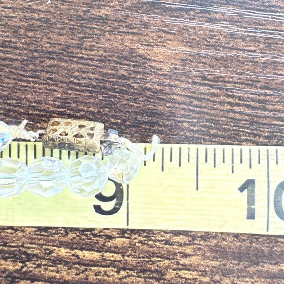 VTG Gold Tone Faceted White Crystal Beaded Fashion Necklace Size 18" Length - Picture 8 of 10